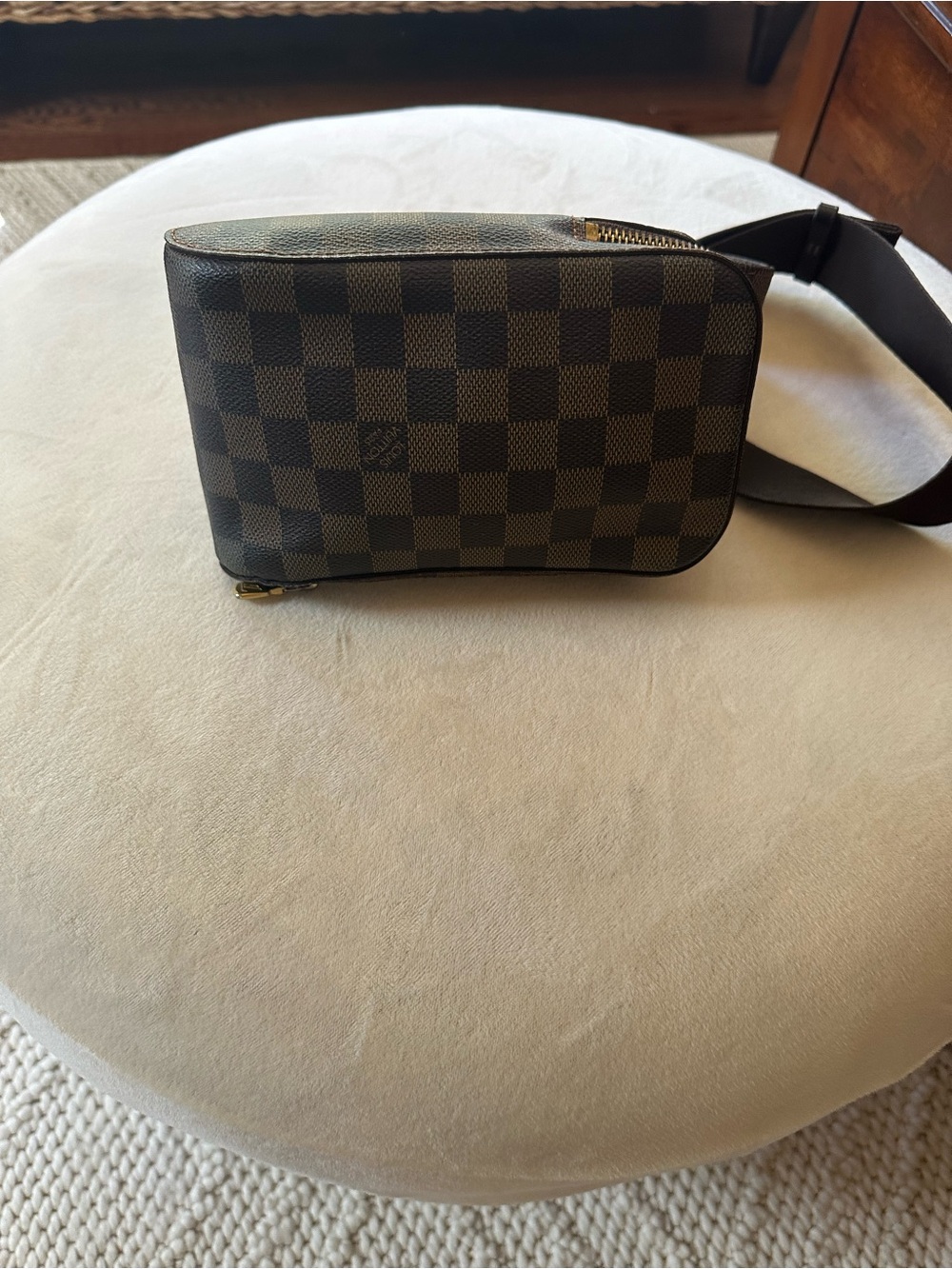Designer-Style Authentic Louis Vuitton Crossbody Bag in Dark Brown Checker